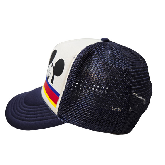 Nissun Cap Navy White Colorblock Mickey Mouse Mesh Back Tracker Cap Hat - Picture 2 of 6